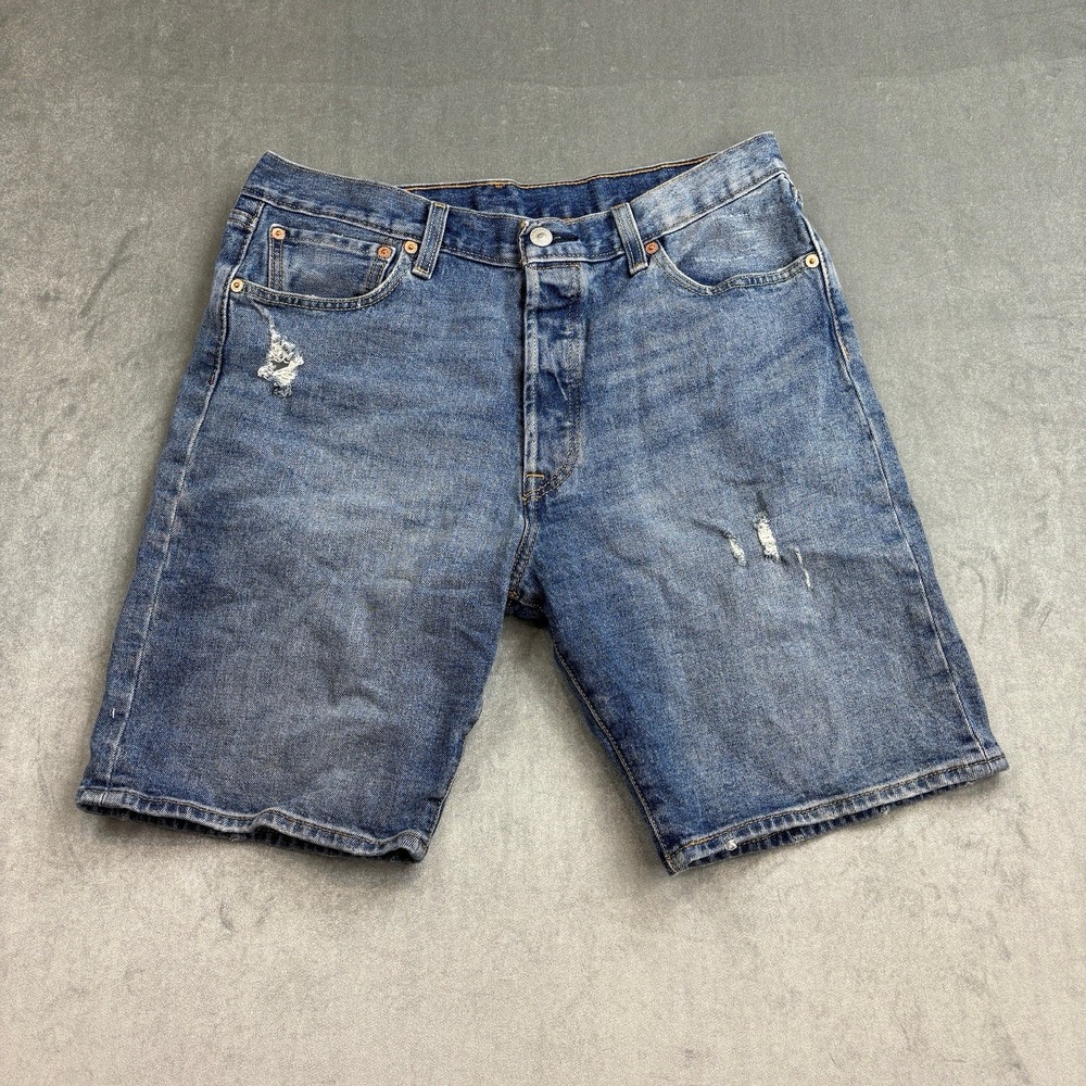 Levi's 501 Denim Shorts Distressed Blue Jean‎ Shorts Mens W34